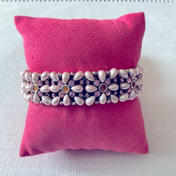 Pearl and Crystal Cuff Bracelet - Picture 1 of 4